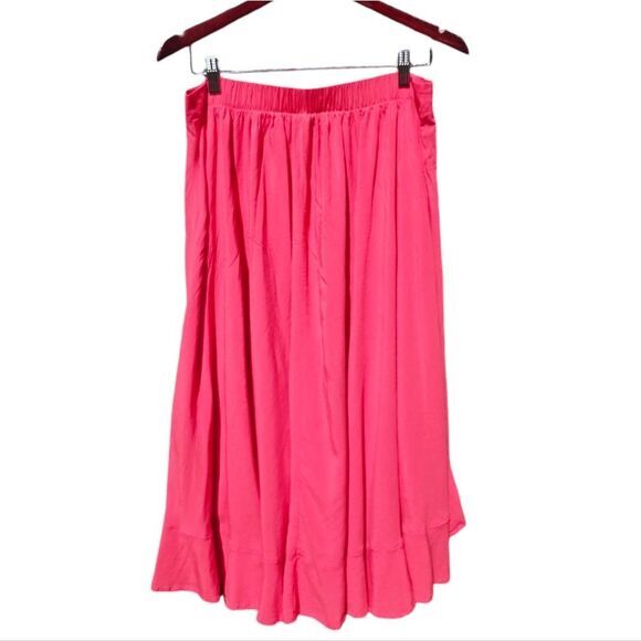Torrid -1906 Chalis High Low Midi Skirt Ruffle Hem in‎ Pink Women's 0 / Large - Picture 3 of 7